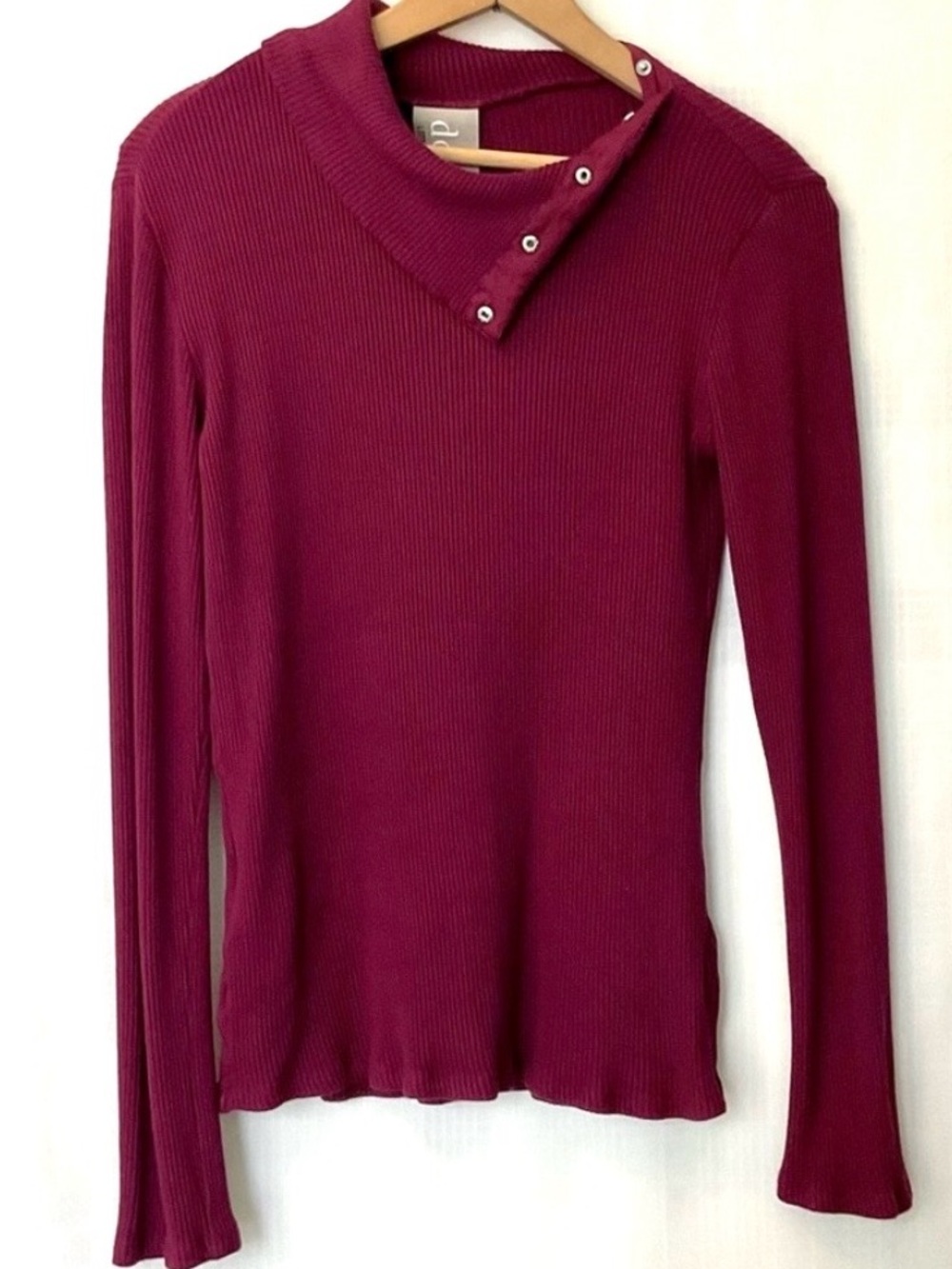 Dolan for Anthropologie Burgundy Ribbed Long Sleeve Top